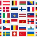 Le 47 bandiere europee in ordine alfabetico