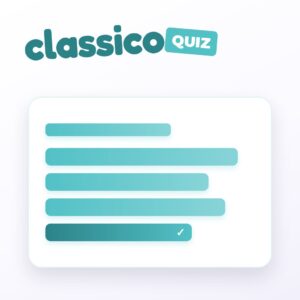 Quiz Classico: una domanda con quattro risposte e la spunta su quella corretta