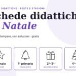 Copertina delle schede didattiche di Natale da stampare: infanzia, prima, seconda-terza, quarta-quinta