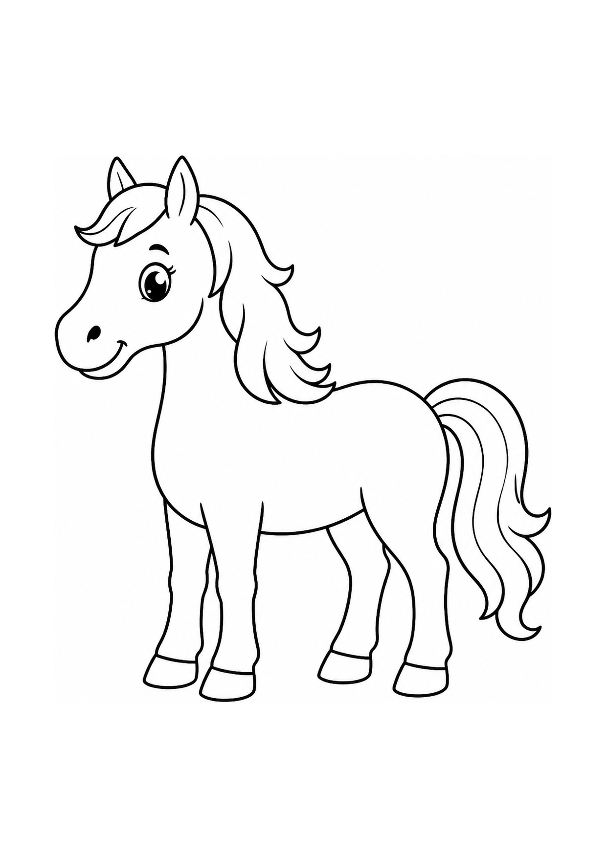 Disegno di un cavallo da colorare visto di profilo