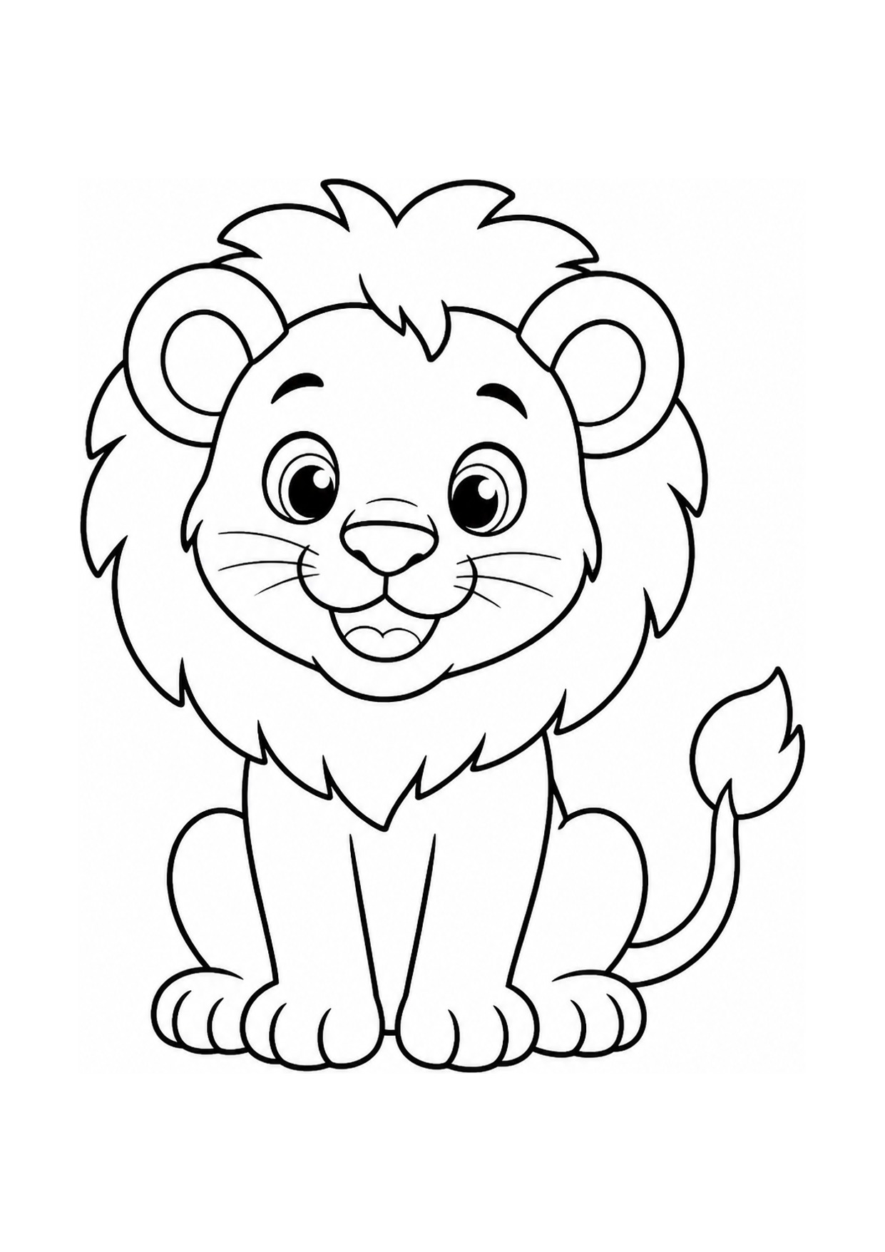 Disegno di un leoncino da colorare con la criniera