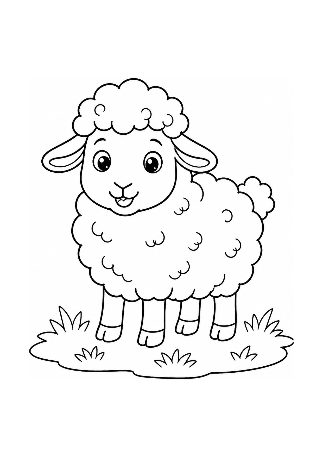 Disegno di una pecorella da colorare con la lana riccia