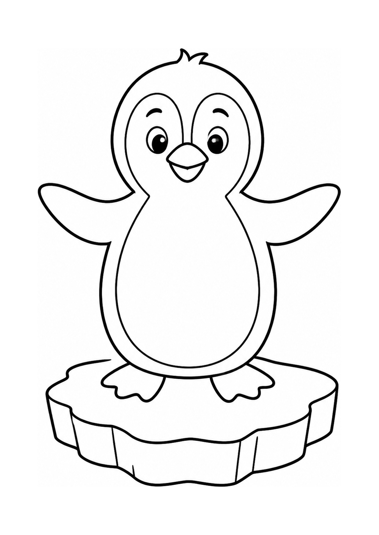 Disegno di un pinguino da colorare su un pezzo di ghiaccio