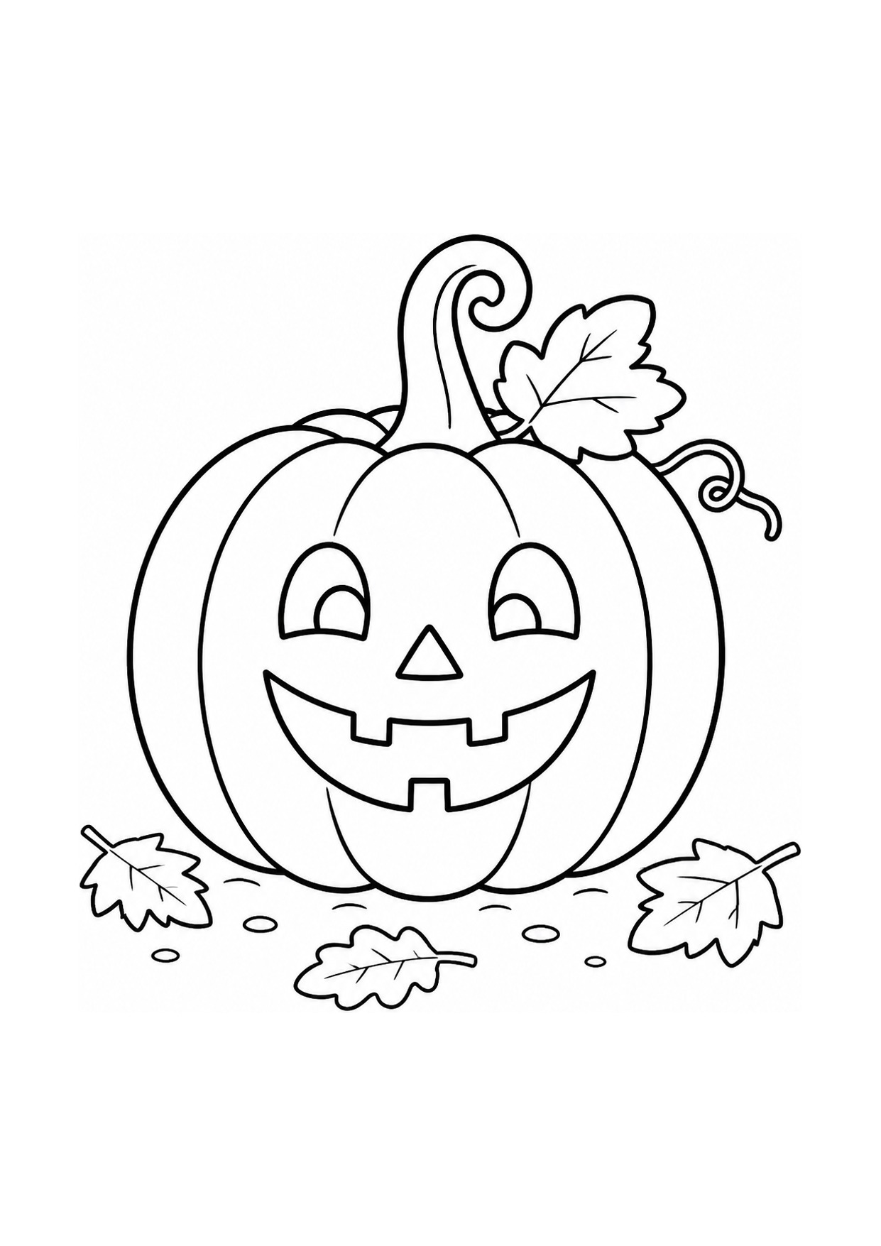 Disegno da colorare di una zucca di Halloween intagliata che sorride