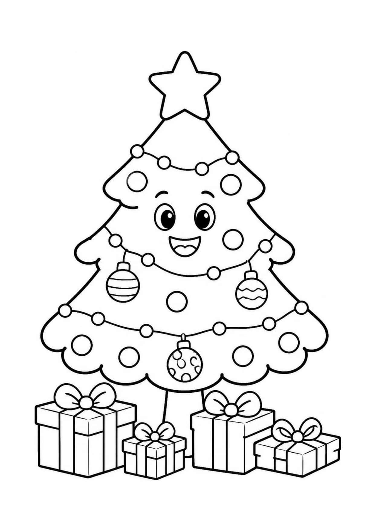 Disegno di Natale da colorare: Albero di Natale decorato