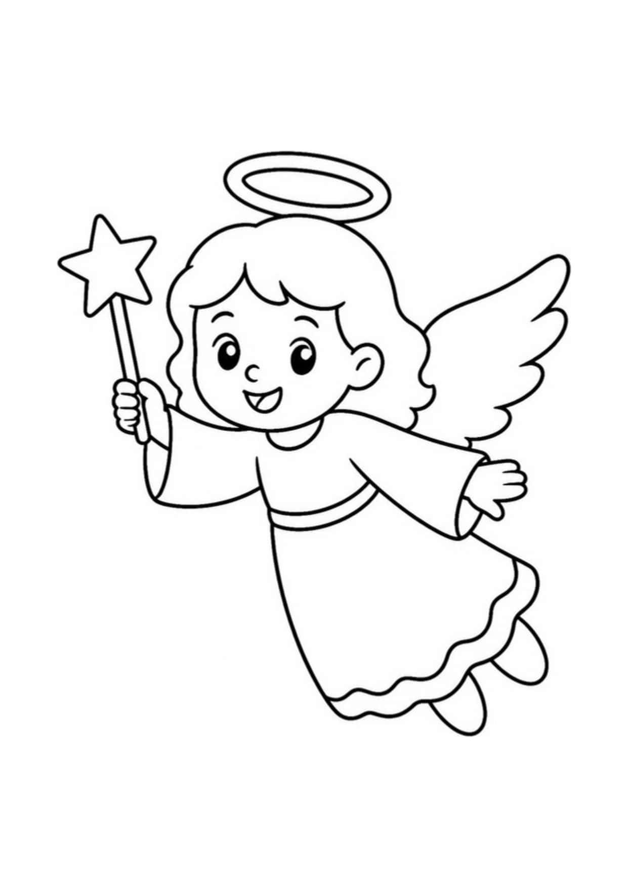 Disegno di Natale da colorare: Angioletto di Natale