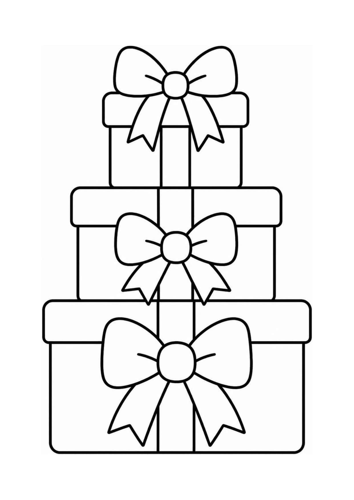 Disegno di Natale da colorare: Pacchi regalo impilati