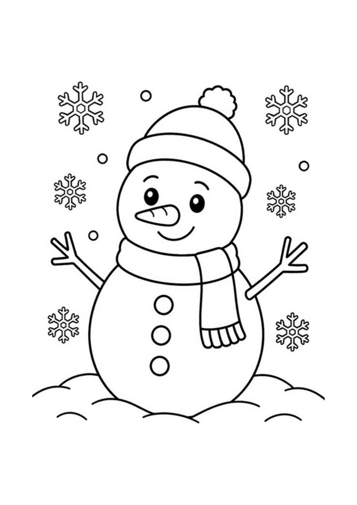 Disegno di Natale da colorare: Pupazzo di neve