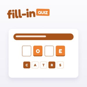 Fill-in Quiz: a word with two letters missing and the letters to type below