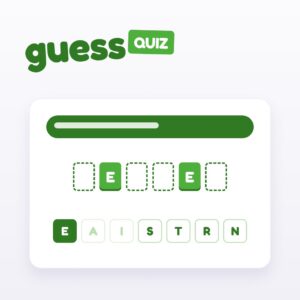 Guess Quiz: the boxes of a word to guess and a keyboard of letters